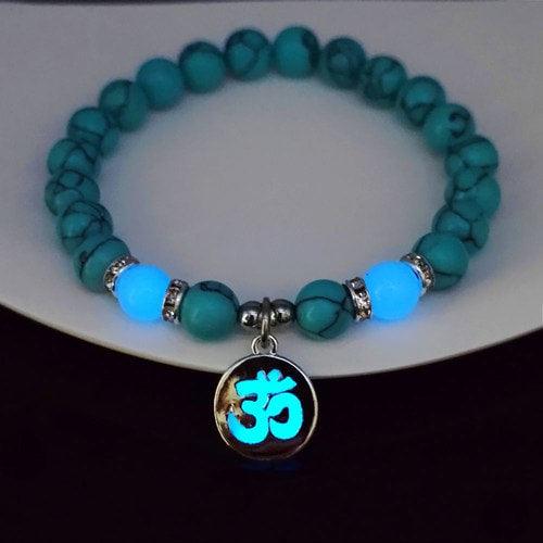 Wolfha Jewelry OM Yoga Healing Glow-in-the-dark Bead Bracelet 1