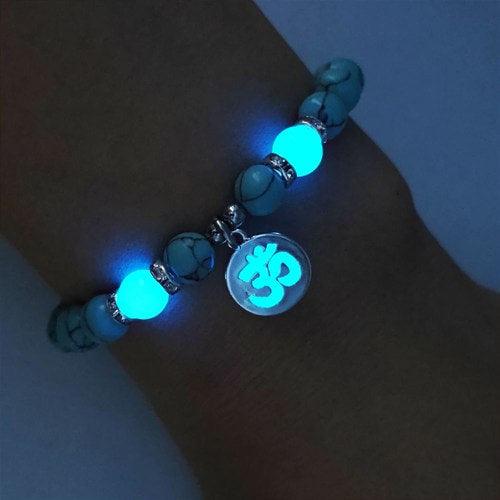 Wolfha Jewelry OM Yoga Healing Glow-in-the-dark Bead Bracelet 2
