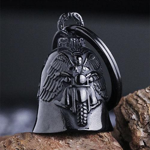 WOLFHA JEWELRY Personalized Biker Bell Stainless Steel Silver Pendant Black 3