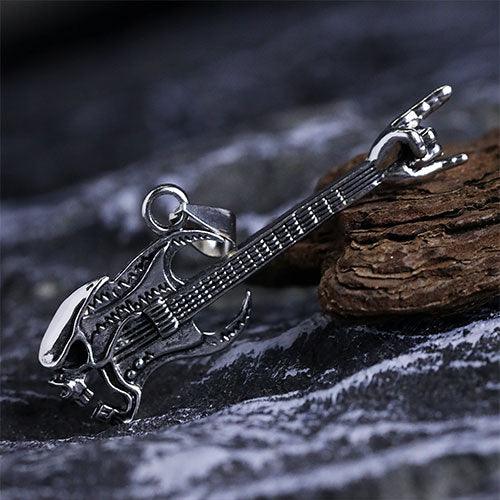 WOLFHA JEWELRY Punk Bass Skull Pendant Silver 3
