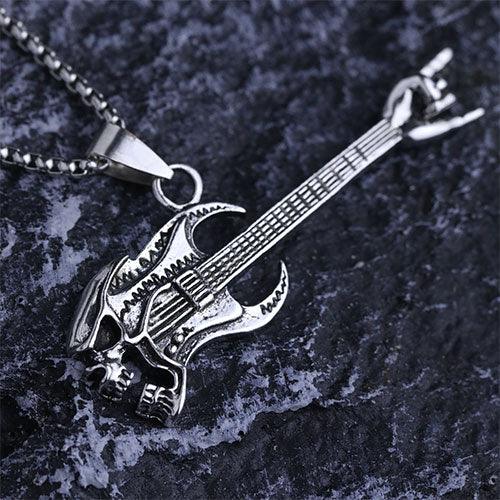 WOLFHA JEWELRY Punk Bass Skull Pendant Silver 4