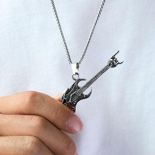 WOLFHA JEWELRY Punk Bass Skull Pendant Silver 5