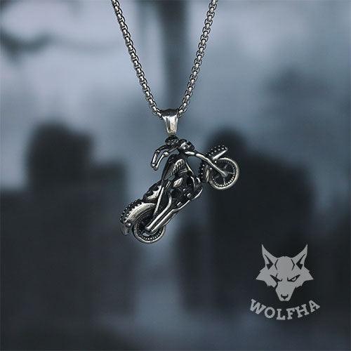 WOLFHA JEWELRY Punk Biker Stainless Steel Black Pendant bLACK 2