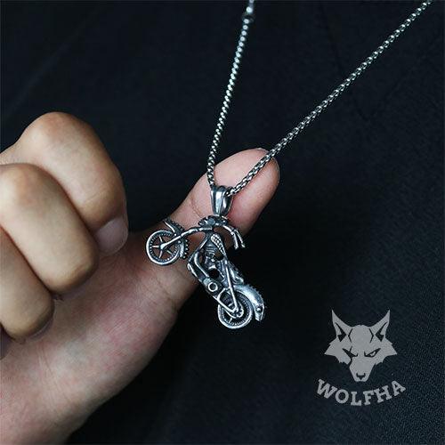 WOLFHA JEWELRY Punk Biker Stainless Steel Silver Pendant Silver 4