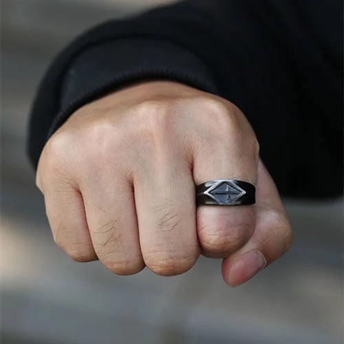 Wolfha Jewelry Retro Frosted Cross Stainless Steel Ring 5