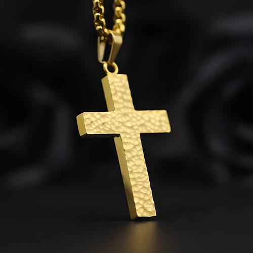Wolfha Jewelry Retro Irregular Whacked Cross Pendant 3