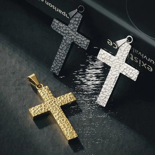 Wolfha Jewelry Retro Irregular Whacked Cross Pendant 5