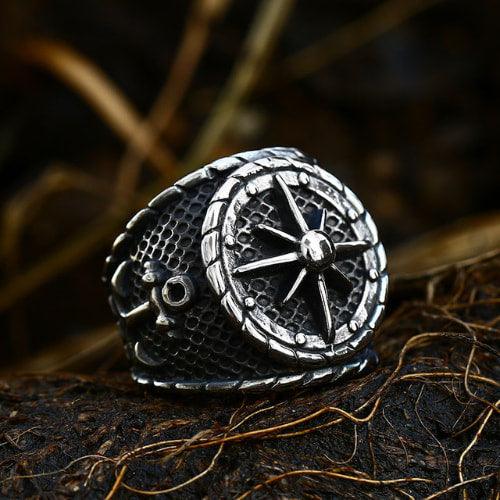Wolfha Jewelry Retro Rudder Stainless Steel Ring 1