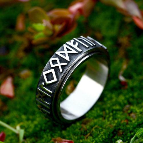 WOLFHA JEWELRY RINGS Retro Viking Rune Spin Anxiety Ring Sliver 4