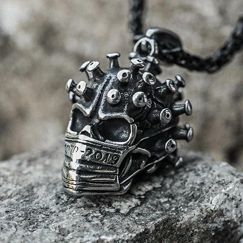 Wolfha Jewelry Silver Gothic Crown Virus Skull Stainless Steel Pendant 1