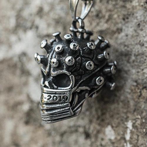 Wolfha Jewelry Silver Gothic Crown Virus Skull Stainless Steel Pendant 2