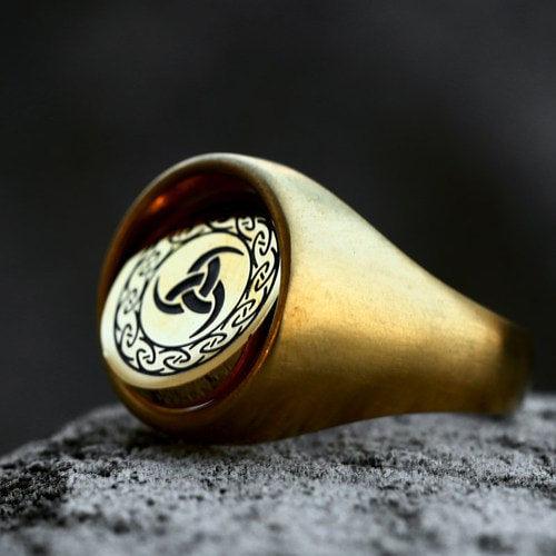 WOLFHA JEWELRY Tree of Life Gold Spinner Viking Ring 3