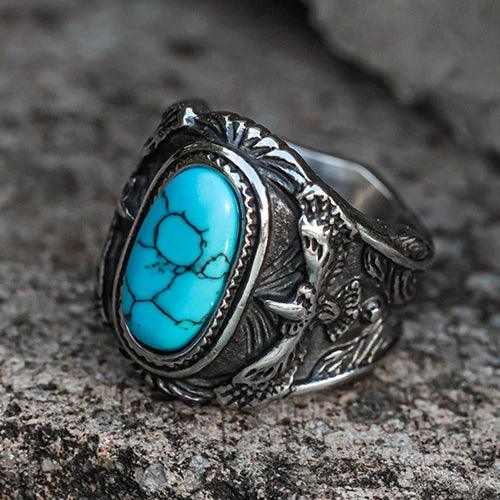 Stainless steel turquoise top ring
