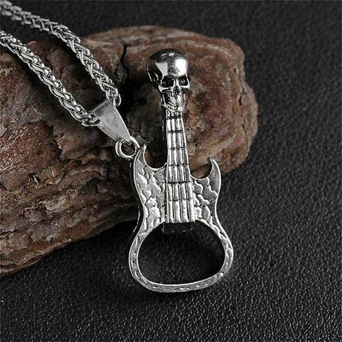 WOLFHA JEWELRY Unique Guitar Skull Pendant Silver 2