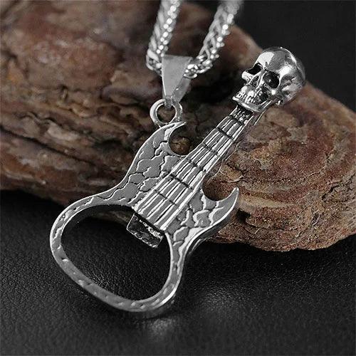 WOLFHA JEWELRY Unique Guitar Skull Pendant Silver 3