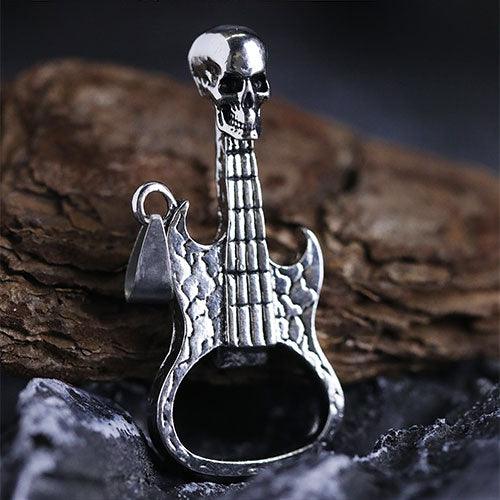 WOLFHA JEWELRY Unique Guitar Skull Pendant Silver 2