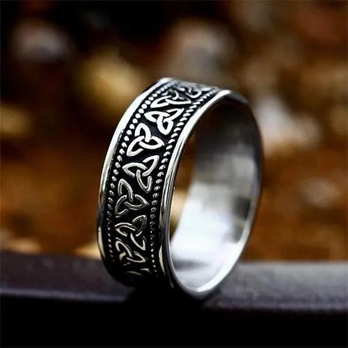 Viking Celtic Knot Rune Stainless Steel Rings Gold / US 13