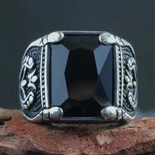WOLFHA JEWELRY RINGS Vintage Setting Blue Gemstone Tulip Ring Black 3
