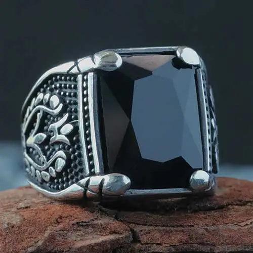 WOLFHA JEWELRY RINGS Vintage Setting Blue Gemstone Tulip Ring Black 4
