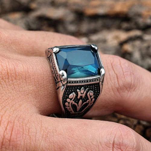 WOLFHA JEWELRY RINGS Vintage Setting Blue Gemstone Tulip Ring Blue 4