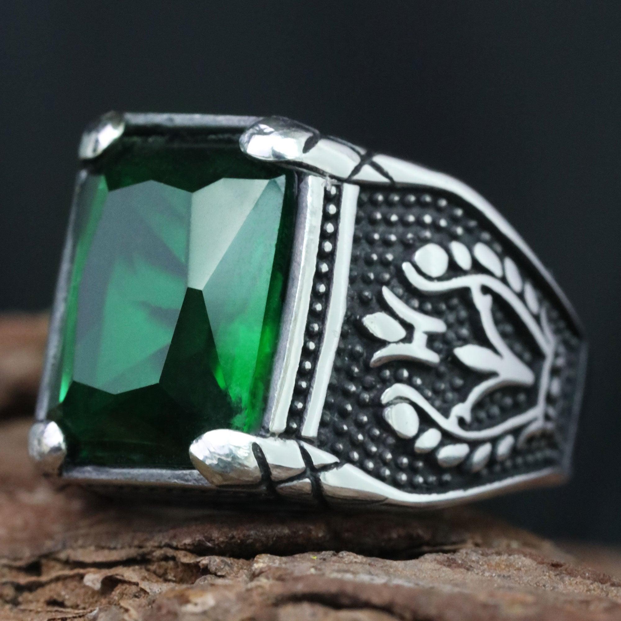 WOLFHA JEWELRY RINGS Vintage Setting Emerald Gemstone Tulip Ring 4