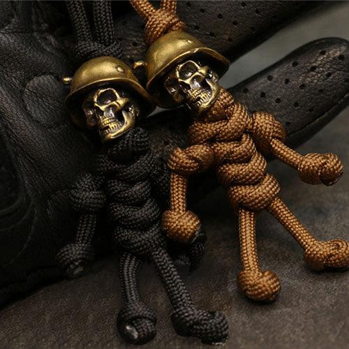 Vintage Skull Solider Braided Rope Pendant Keychains-WOLFHA