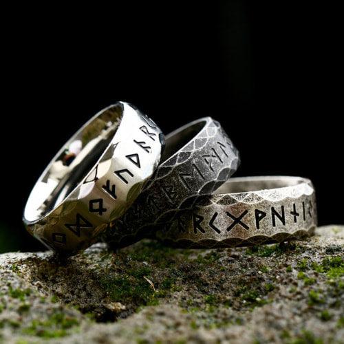 Vintage Viking Rune Stainless Steel Ring WOLFHA