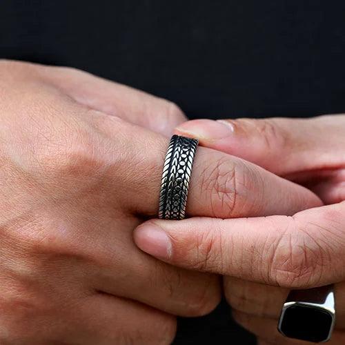 WOLFHA JEWELRY Vintage Wheat Pattern Stainless Steel Ring 6