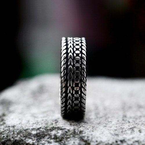 WOLFHA JEWELRY Vintage Wheat Pattern Stainless Steel Ring 4