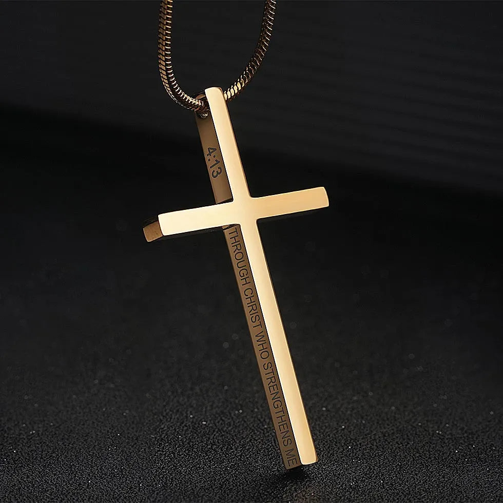 24 Inch Stainless Steel American Flag Cross Necklace Bible Verse Pendant  Chain f | eBay