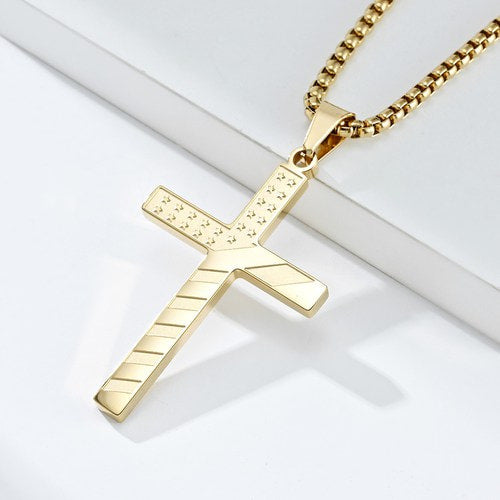 WOLFHA JEWELRY American Stars and Stripes Flag Cross Necklace Pendant 3