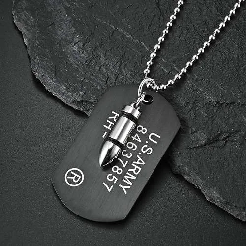WOLFHA JEWELRY Battlefield Military Bullet Stainless Steel Necklace 1