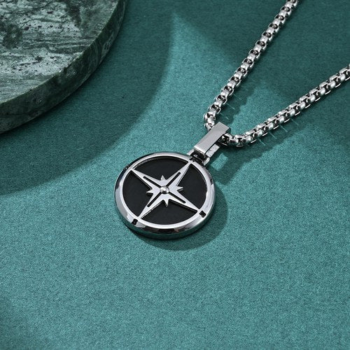 WOLFHA JEWELRY Compass Stainless Steel Pendant Necklace 2