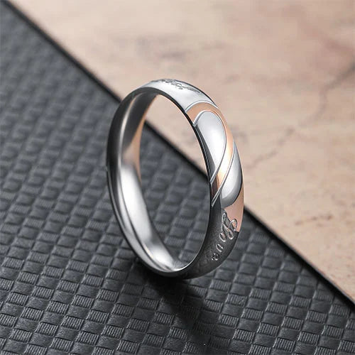 WOLFHA JEWELRY Couple Heart-Shaped Stainless Steel Rings 5