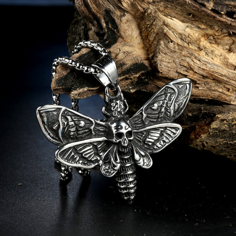 Death Skull Butterfly Stainless Steel Pendant