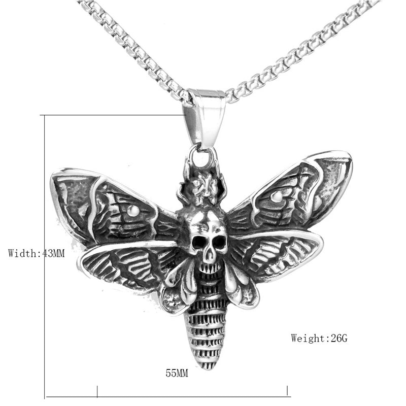 Death Skull Butterfly Stainless Steel Pendant