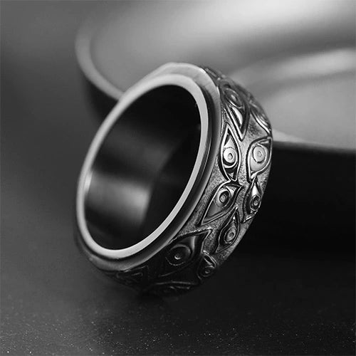Eye of Providence Stainless Steel Spin Anxiety Ring 4