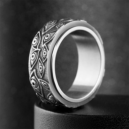 WOLFHA JEWELRY RINGS Eye of Providence Silver Stainless Steel Spin Anxiety Ring Silver 1