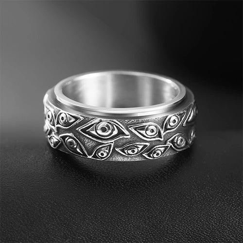 WOLFHA JEWELRY RINGS Eye of Providence Silver Stainless Steel Spin Anxiety Ring Silver 5