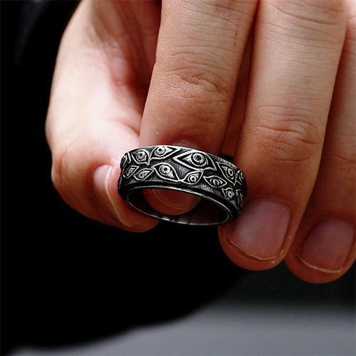 WOLFHA JEWELRY RINGS Eye of Providence Silver Stainless Steel Spin Anxiety Ring Silver 2