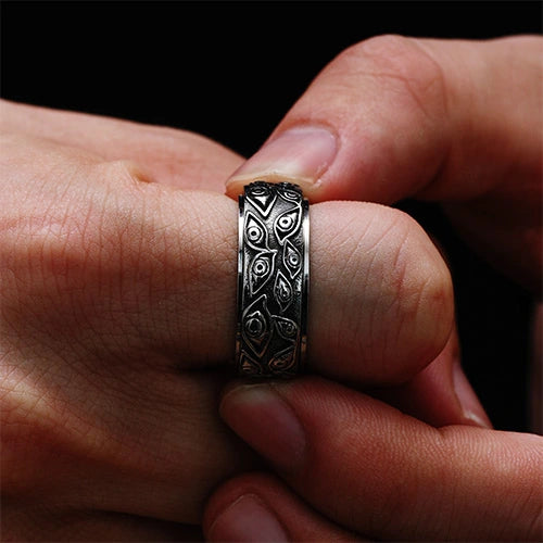 WOLFHA JEWELRY RINGS Eye of Providence Silver Stainless Steel Spin Anxiety Ring Silver 7