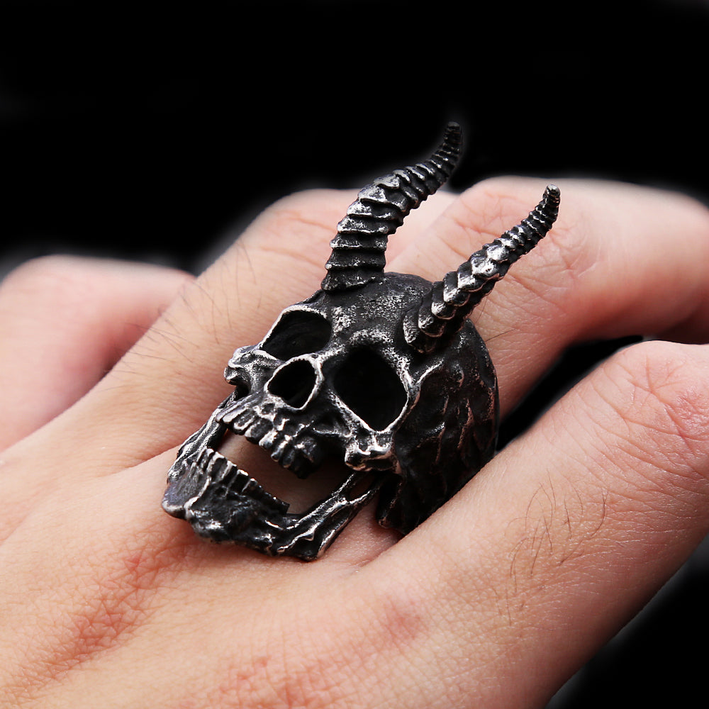 Gothic Demon Satan Skull Ring