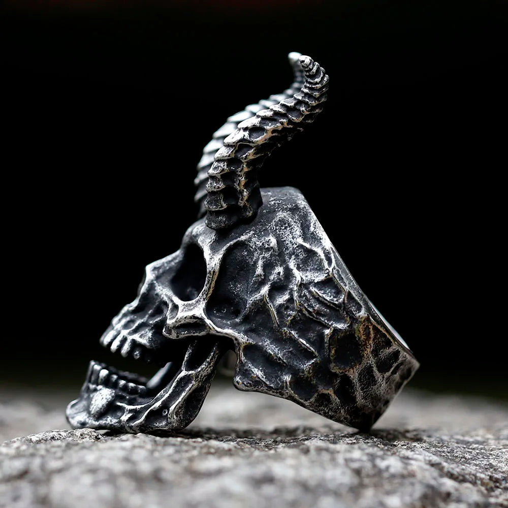 Gothic Demon Satan Skull Ring