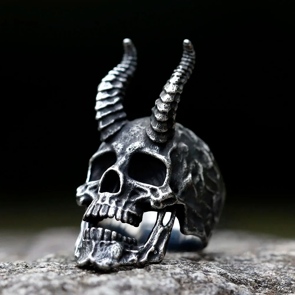 Gothic Demon Satan Skull Ring