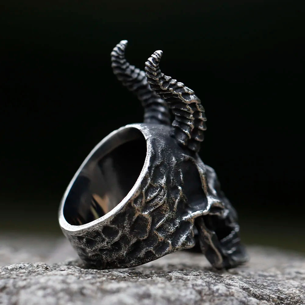 Gothic Demon Satan Skull Ring