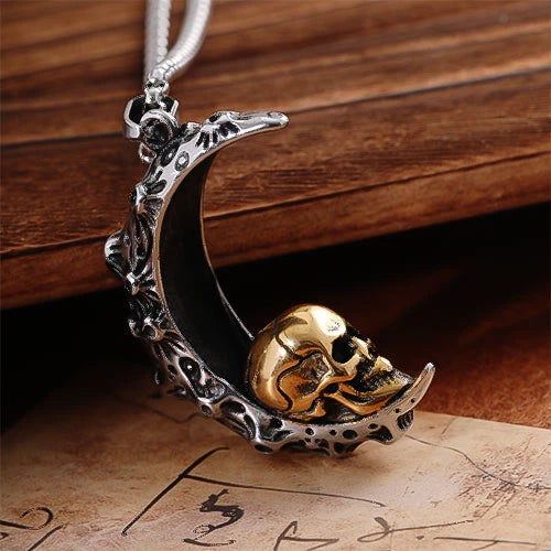 Wolfha Jewelry Gothic Crescent Skull Stainless Steel Pendant 4