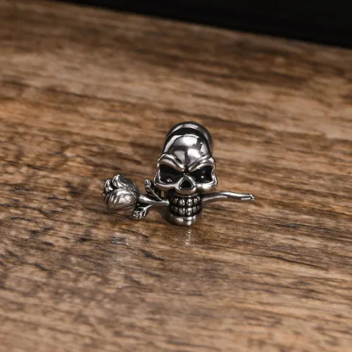 Gothic Skull Dangle Hoop Earrings, Stainless Steel Punk
