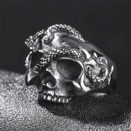 WOLFHA Gothic Skull Snake Stainless Steel Ring 1