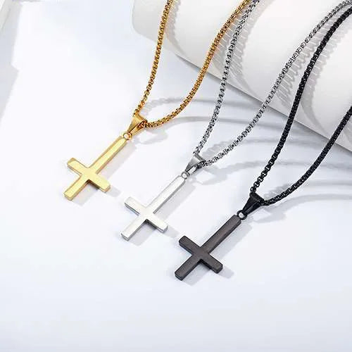 WOLFHA JEWELRY Inverted Cross Stainless Steel Pendent Necklace 1
