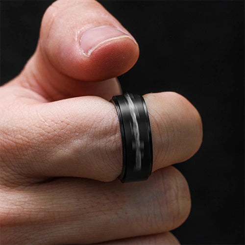 WOLFHA JEWELRY RINGS Keep Fucking Going Black Stainless Steel Anxiety Spinner Ring 6